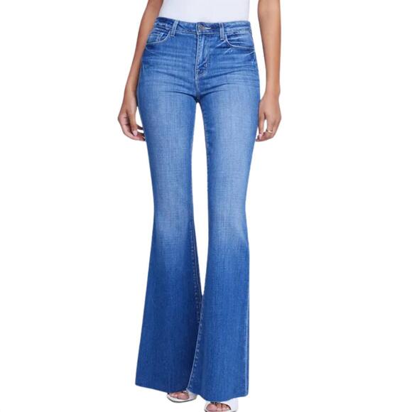 L'AGENCE Denim - NEW L'AGENCE women's sera high rise sneaker flare jean in bordello